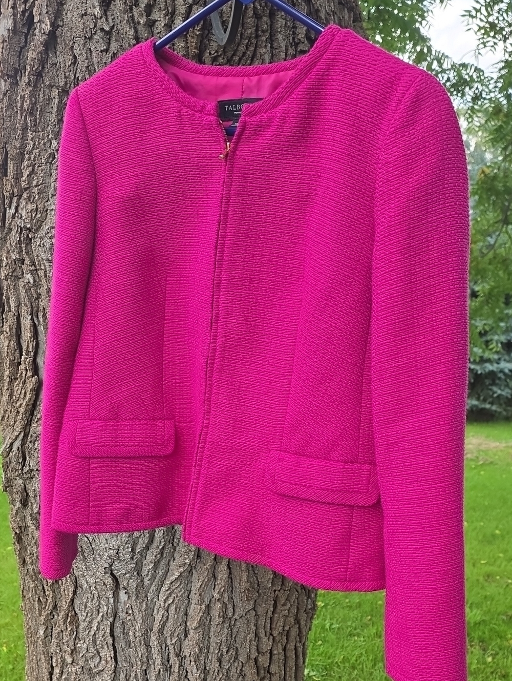 Talbots Women's Bright Fuchsia Zip-Front Textured Jacket
